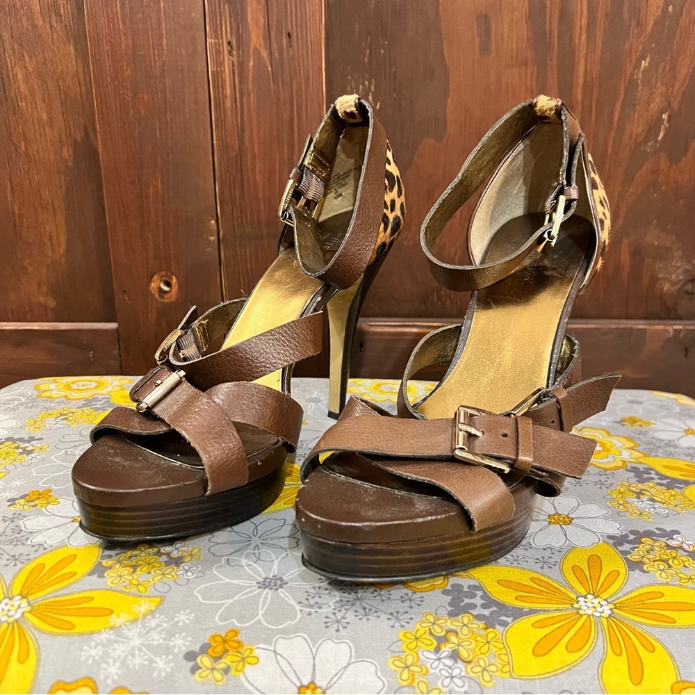 Nine West Brown Leopard Print Heels